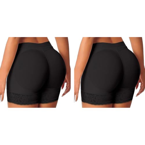 PALAY® Womens Padded Underwear Butt Lifter Panty Invisible Body Shaping High Waist Hip Pad Enhancer Shorts M Black 2PCS PALAY® Womens Padded Underwear Butt Lifter Panty Invisible Body Shaping High Waist Hip Pad Enhancer Shorts M Black 2PCS